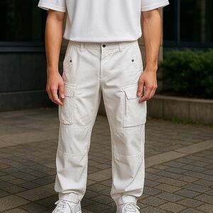 Polo Ralph Lauren Men’s Medium 32” White Cargo Pants Utility Streetwear Y2K 90s